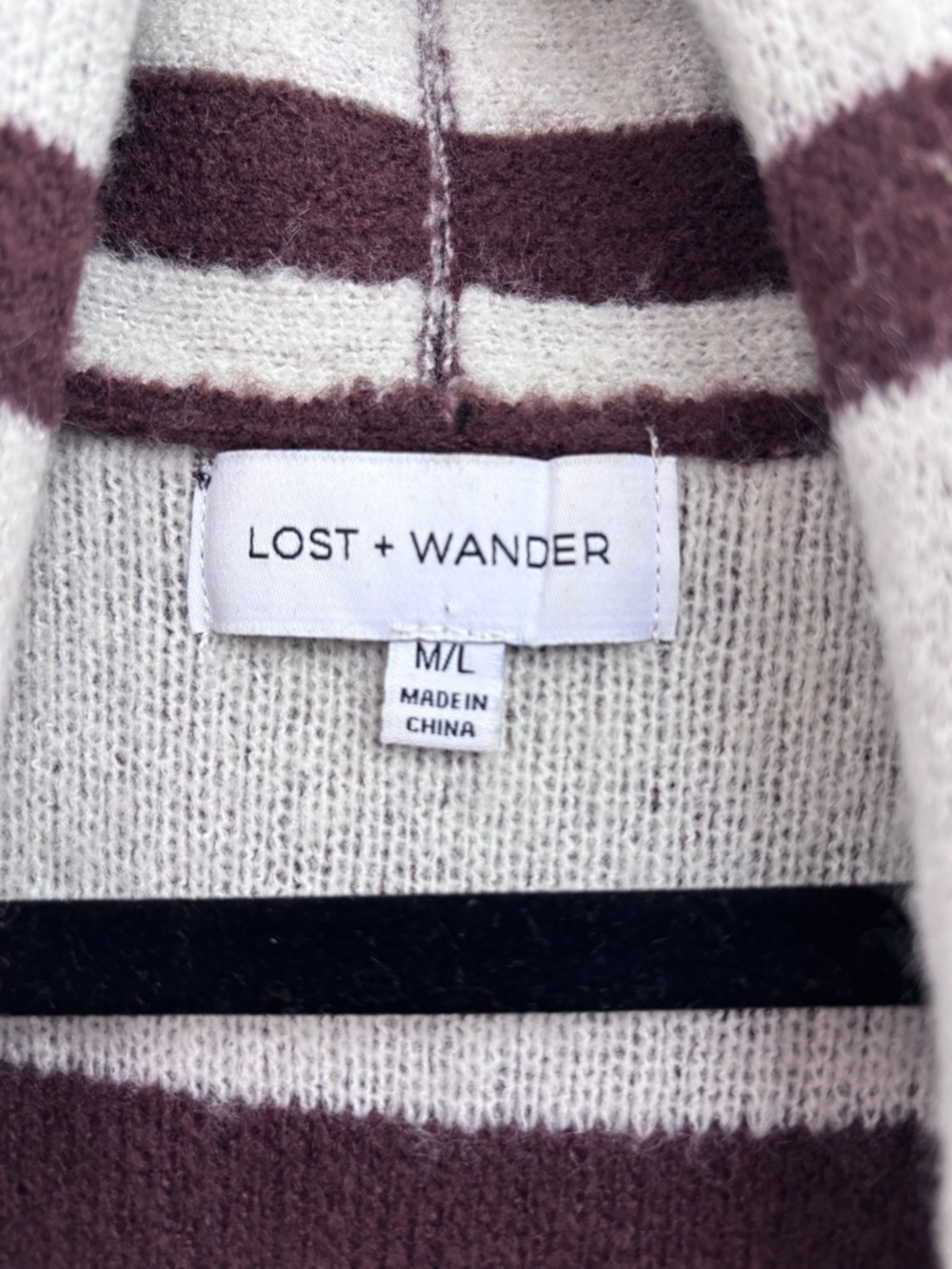 Lost + Wander Grid Plaid Open-Front Long Cardigan in Brown and Cream - SIZE M/L - Picture 10 of 14